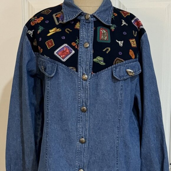 Stonebridge Tops - Stonebridge Denim Top Jacket M Western Shacket Vintage Pewter Button Up Hip